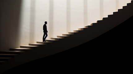 階段を上る男性
