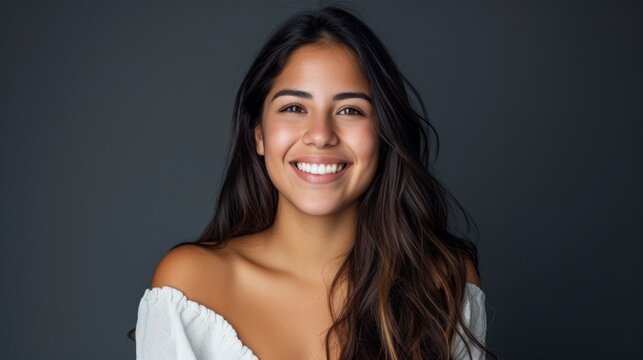 beautiful latin woman smiling with nice teeth
