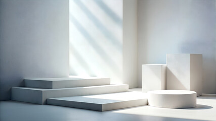Obraz premium Modern Podium and White Wall Surfaces for Product Presentation