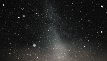 Fototapeta premium Falling snow, sleigh, looking up, black background