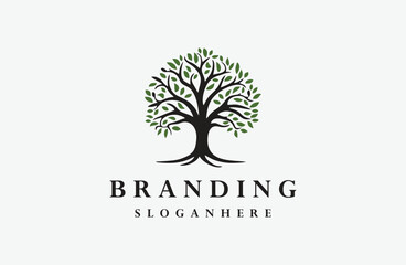 Obraz premium Tree logo style icon design template flat vector