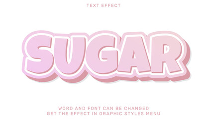 Sugar text effect template in 3d design