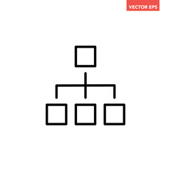 Black single org hierarchy line icon, simple team management flat design vector pictogram, infographic interface elements for app logo web button ui ux isolated on white background