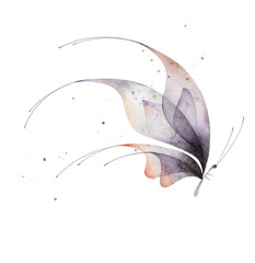 Watercolor butterfly isolated on transparent background. Abstract ethereal hand-drawn illustration blue purple insect - 728915169