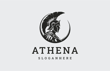 Goddess greek athena logo icon design template.