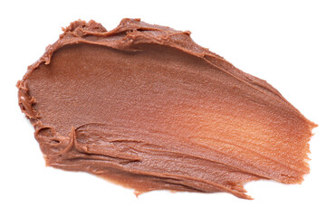 Smear of tasty nut butter isolated on white, top view