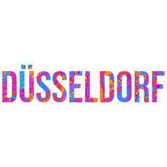 Düsseldorf city text filled with creative doodle pattern. Decorative vector text