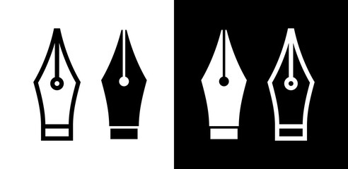 Set of icons Iron pen for writing. Symbol of literacy or writing. An attribute of a writer or writing, literature or calligraphy.