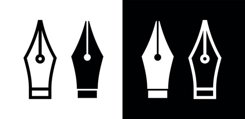 Set of icons Iron pen for writing. Symbol of literacy or writing. An attribute of a writer or writing, literature or calligraphy.