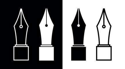 Set of icons Iron pen for writing. Symbol of literacy or writing. An attribute of a writer or writing, literature or calligraphy.