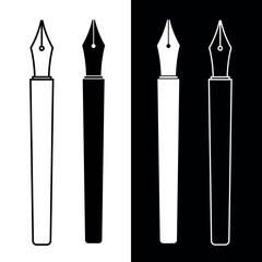 Set of icons Iron pen for writing. Symbol of literacy or writing. An attribute of a writer or writing, literature or calligraphy.