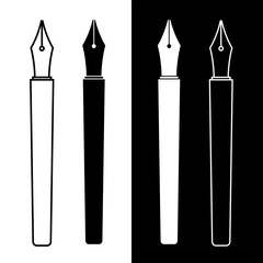 Set of icons Iron pen for writing. Symbol of literacy or writing. An attribute of a writer or writing, literature or calligraphy.