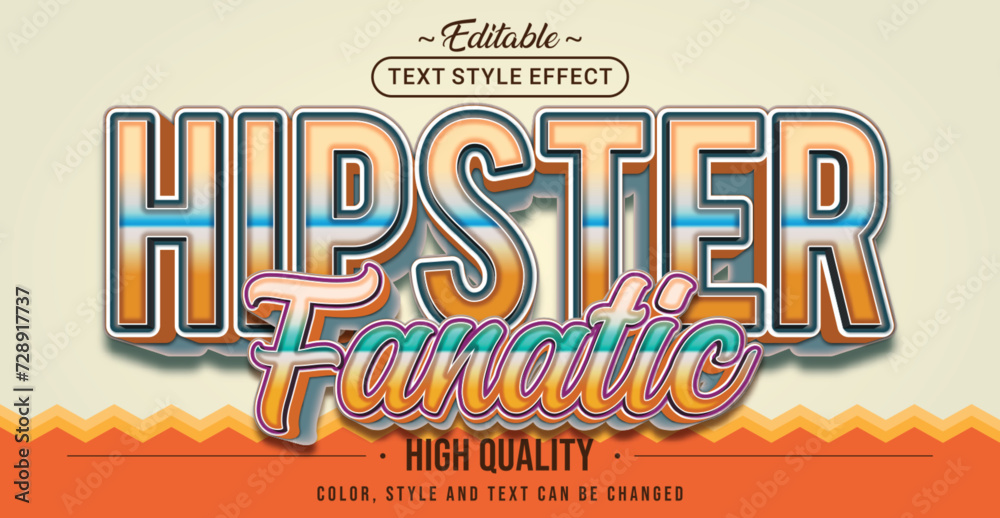 Poster Editable text style effect - Hipster Fanatic text style theme