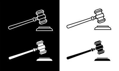 Judge gavel icon. Symbol of justice, decision, sentence or trial. Attribute of laws, lawyer or auction and bidding.