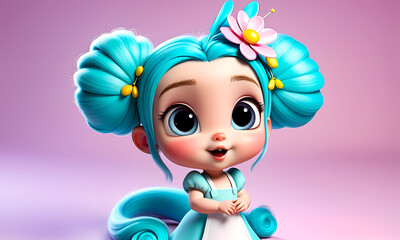 Fototapeta premium Cartoon 3d character, wallpaper for kids , cute cartoon character background