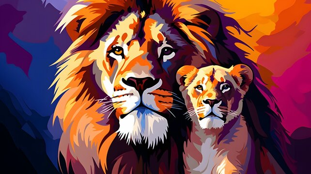 low poly lion vector isolated with smoke illustration