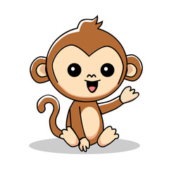 vector illustration of cute monkey child. with flat, cartoon, minimalist, 2d style isolated on white background
