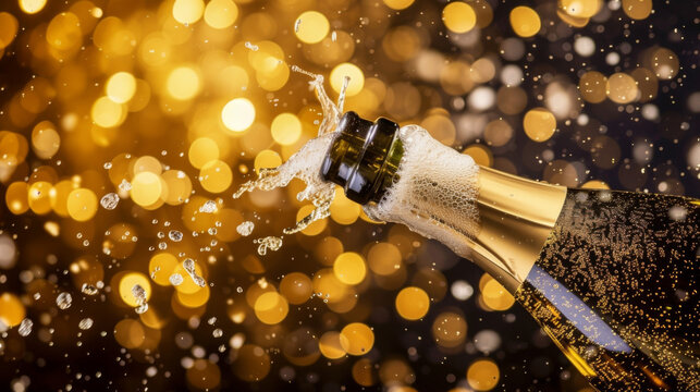 The sound of celebration and joy as a cork is popped in the midst of a special occasion marking the start of soing special and memorable.