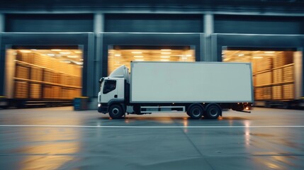 A shot of a delivery truck leaving the factory with a Delivered to Our Customers with Care logo emphasizing the personalized service that comes with customer proximity.