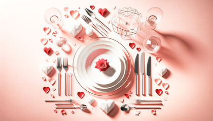 Obraz premium Love’s Banquet: Festive Heart-Themed Table Setting