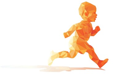 Geometric running baby in vector on white background