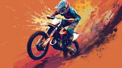 motocross motorcycle race, jumping through mud.