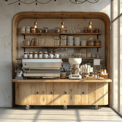 Minimalist Style Graphite Gray Coffee Cart in Business Area