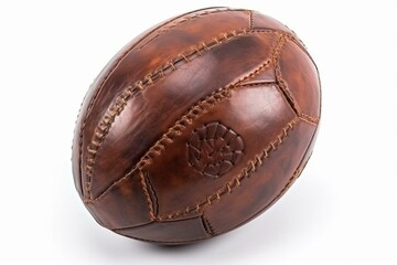 Leather football isolated, sports equipment on white. Generative AI