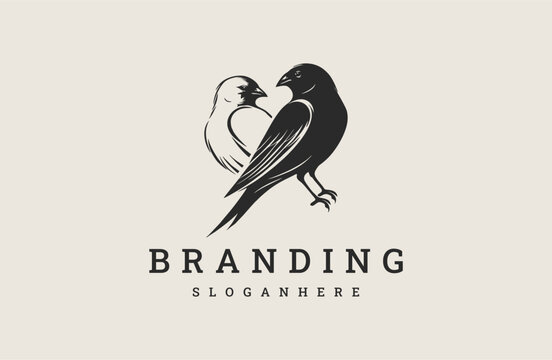 Bird logo style icon design template flat vector