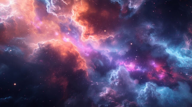 A tapestry of nebulous gases and dust particles shifting and blending in an everchanging cosmic canvas.