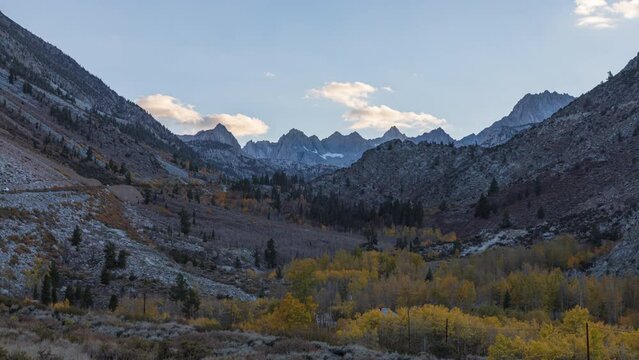 Mountain Landscape On A Sunset In Autumn In Aspendell, Inyo County, California. timelapse