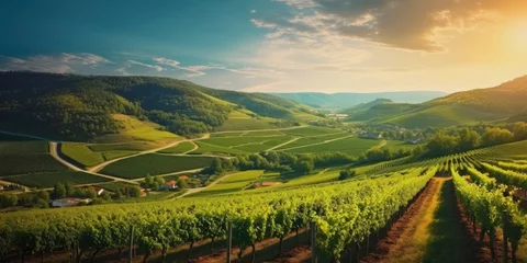 Foto auf Alu-Dibond Beautiful landscape of Vineyards in European region in summer season comeliness © Summit Art Creations