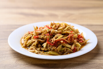 Thai food, Spicy mango salad with dry shrimp