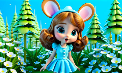 Obraz na płótnie Canvas Cartoon 3d character, wallpaper for kids , cute cartoon character background