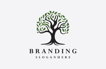 Obraz premium Tree logo style icon design template flat vector