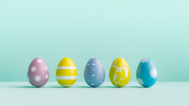 colourful easter egg copy space backgrounds. 3d rendering