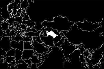Turkmenistan map Asia black background