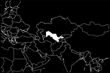 Uzbekistan map Asia black background