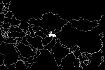 Tajikistan map Asia black background