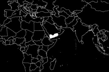 Yemen map Asia black background