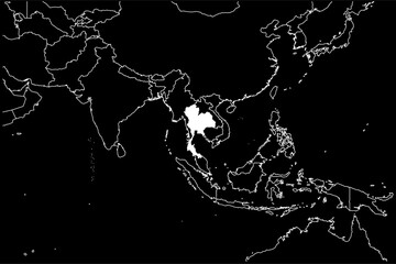 Thailand map Asia black background