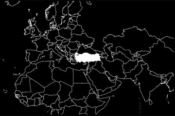 Turkey map Asia black background