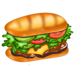 Meat with ketchup sandwiches 