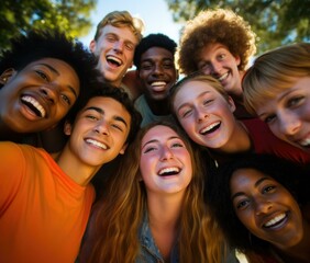 Fototapeta premium A group of young people smiling together. Generative AI.