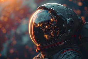 宇宙飛行士のクローズアップ写真