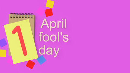 The number 1 on paper for April fools day concept 3d rendering.