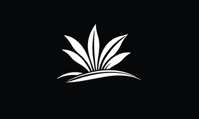 Flower leaf black logos. Grass company logo set