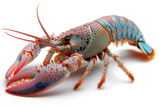 A real Painted spiny lobster on a white background
