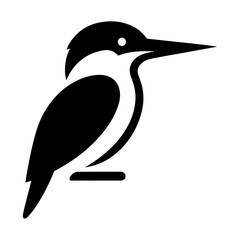 Kingfisher bird vector art icon, clipart, symbol, black color silhouette, white background