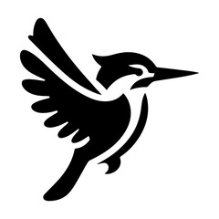 Kingfisher bird vector art icon, clipart, symbol, black color silhouette, white background